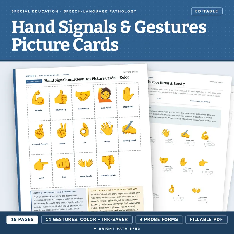 Hand Signals and Gestures Picture Cards, image 1 of 4