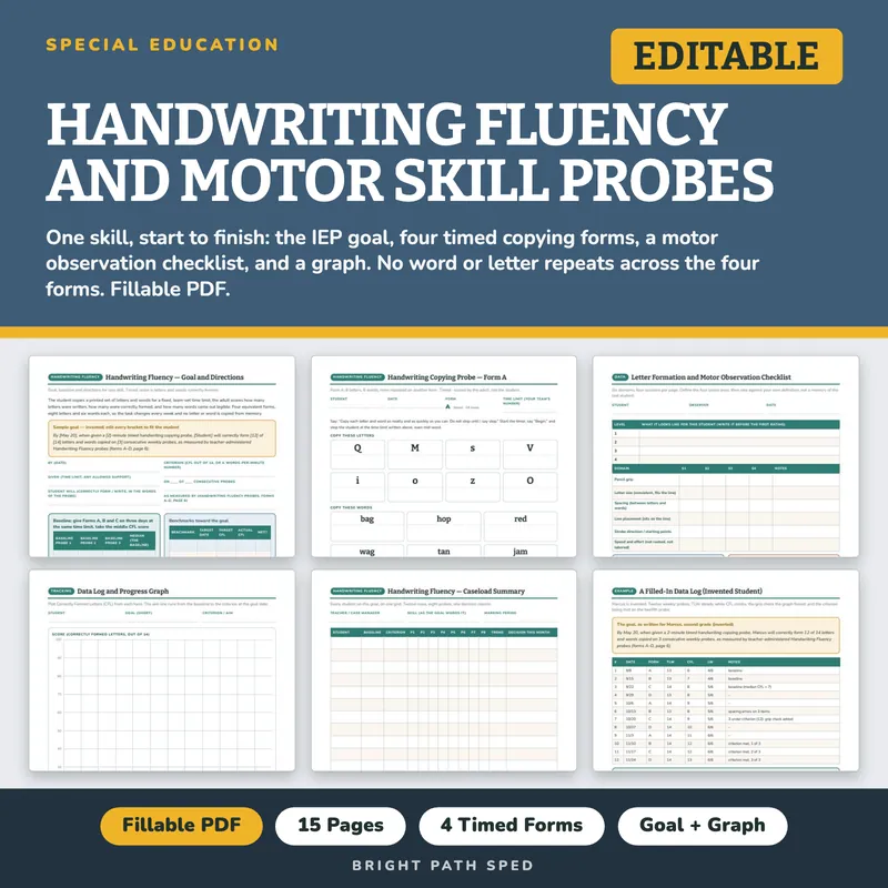 Handwriting Fluency Progress Monitoring Probes, image 1 of 4