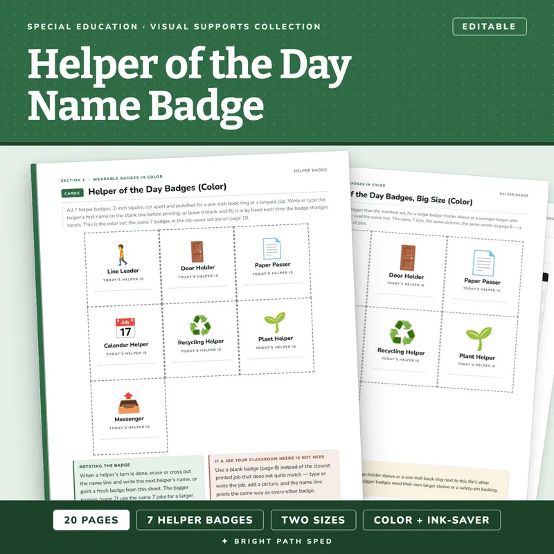 Helper of the Day Badge for Special Education, image 1 of 4
