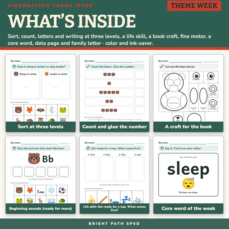 Hibernation Theme Week PreK-2nd Grade Special Ed, image 2 of 4
