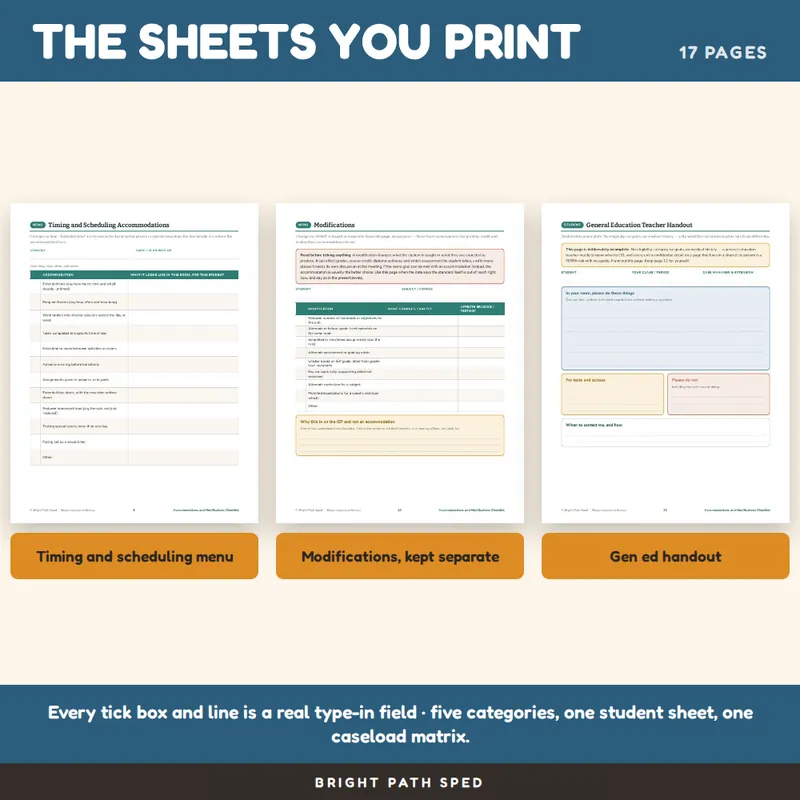 IEP Accommodations Checklist and Modifications List, image 3 of 4