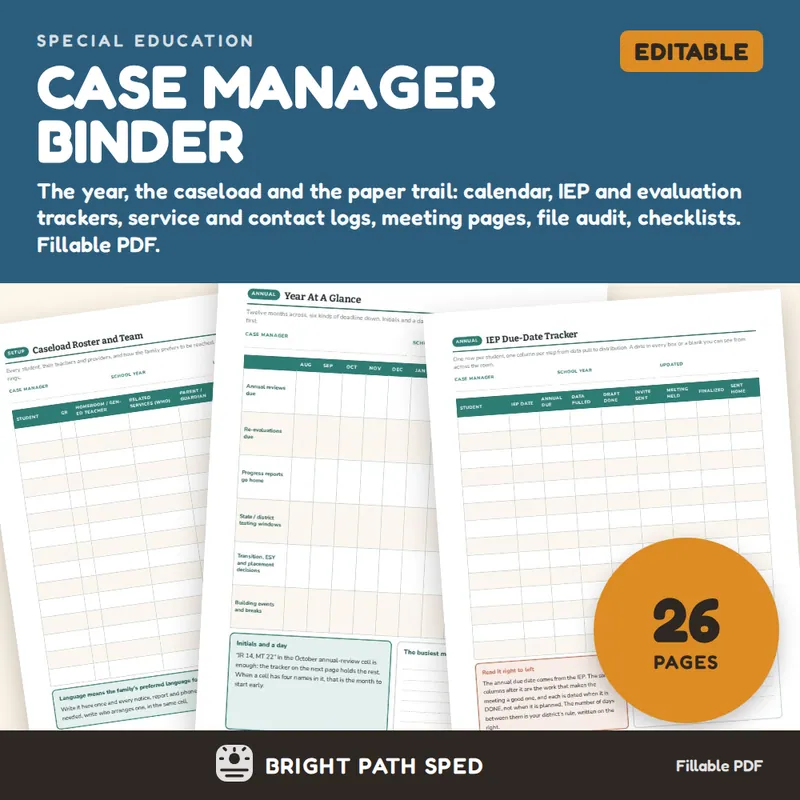 IEP Binder Special Education Case Manager Caseload Tracker Logs, image 1 of 4
