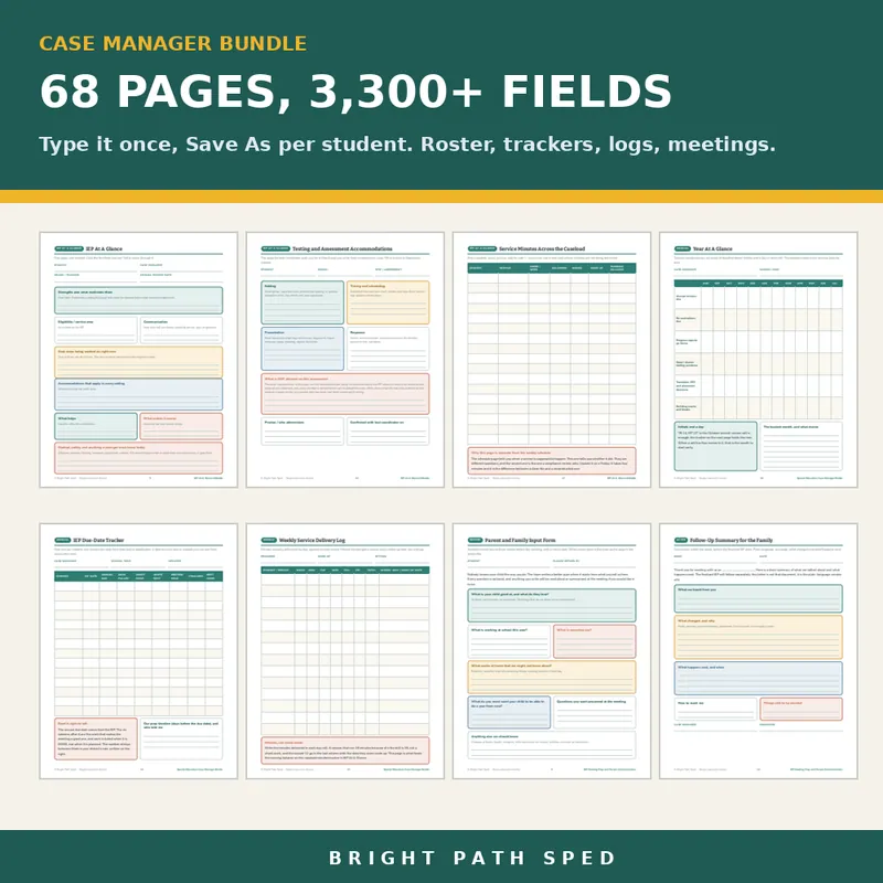 IEP Case Manager Bundle At A Glance Binder Meeting Prep, image 3 of 3