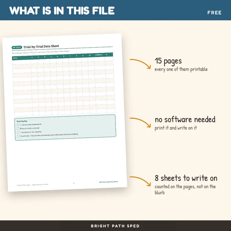 IEP Data Collection Sheets FREE, image 2 of 4
