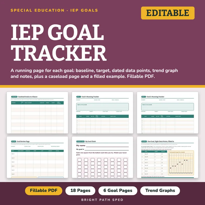 IEP Goal Tracker Editable, image 1 of 4