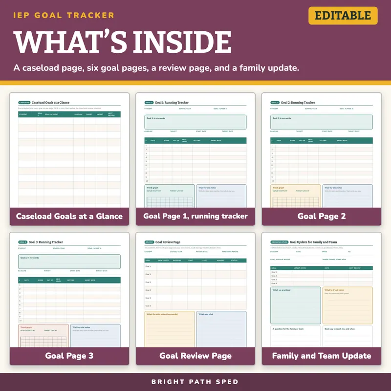 IEP Goal Tracker Editable, image 2 of 4