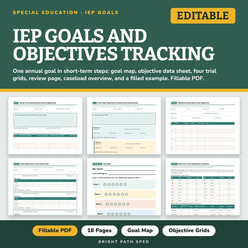 IEP Goals and Objectives Tracking Editable, image 1 of 4