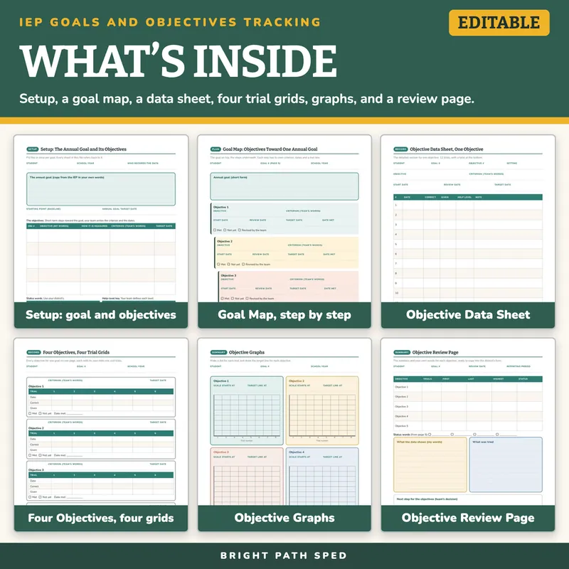 IEP Goals and Objectives Tracking Editable, image 2 of 4