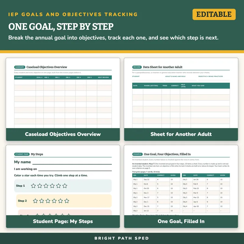 IEP Goals and Objectives Tracking Editable, image 3 of 4