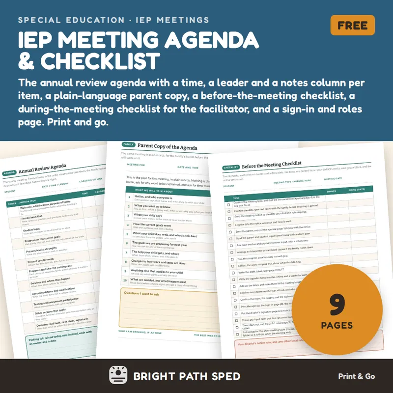 IEP Meeting Agenda FREE, image 1 of 4
