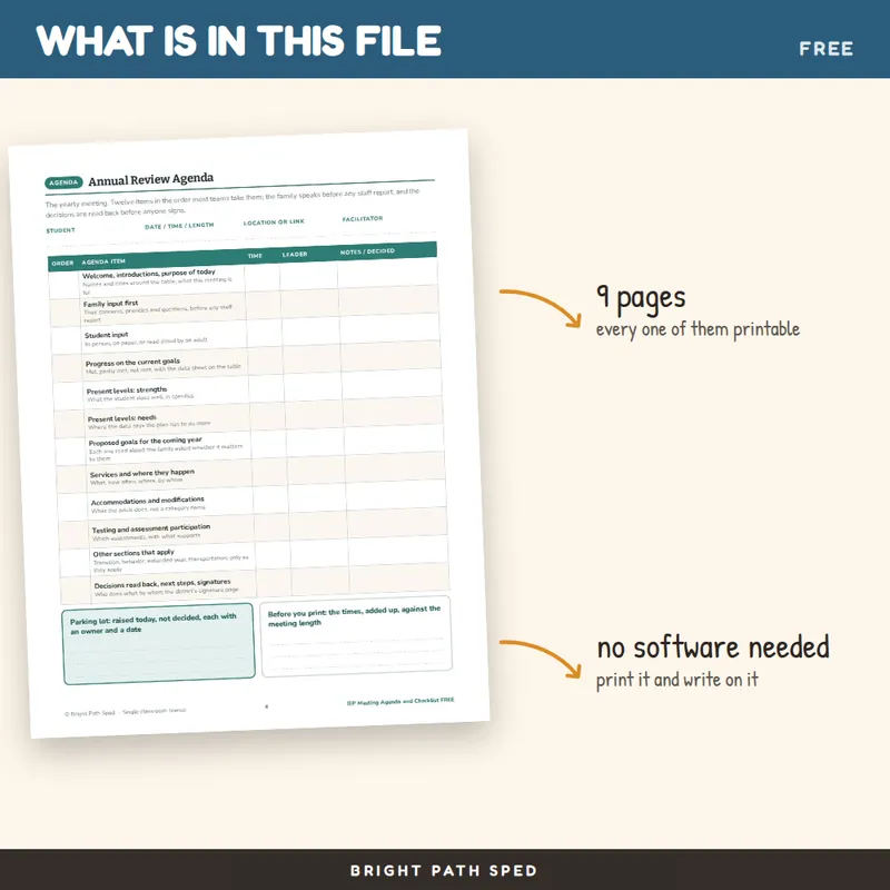 IEP Meeting Agenda FREE, image 2 of 4