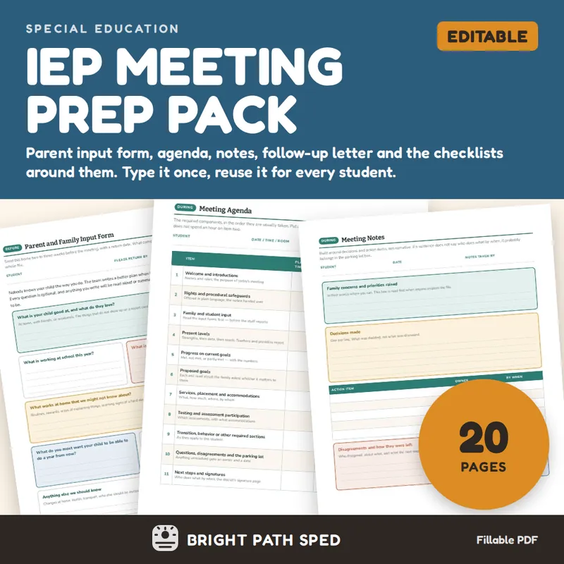 IEP Meeting Checklist Parent Input Form Agenda Notes, image 1 of 4