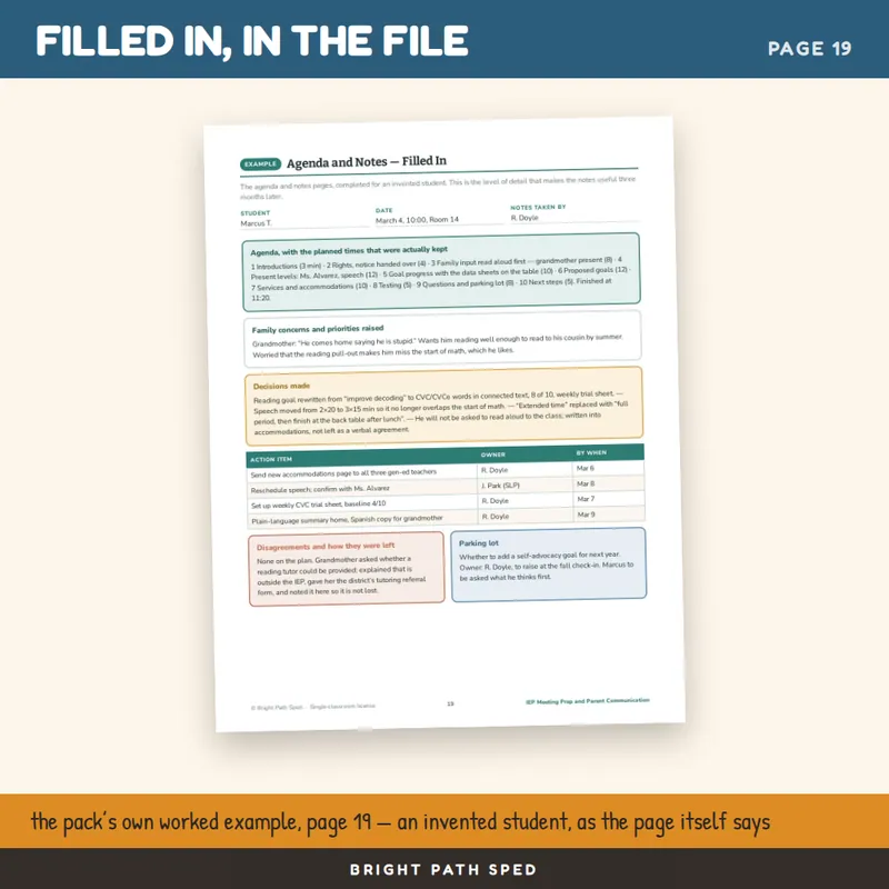 IEP Meeting Checklist Parent Input Form Agenda Notes, image 4 of 4