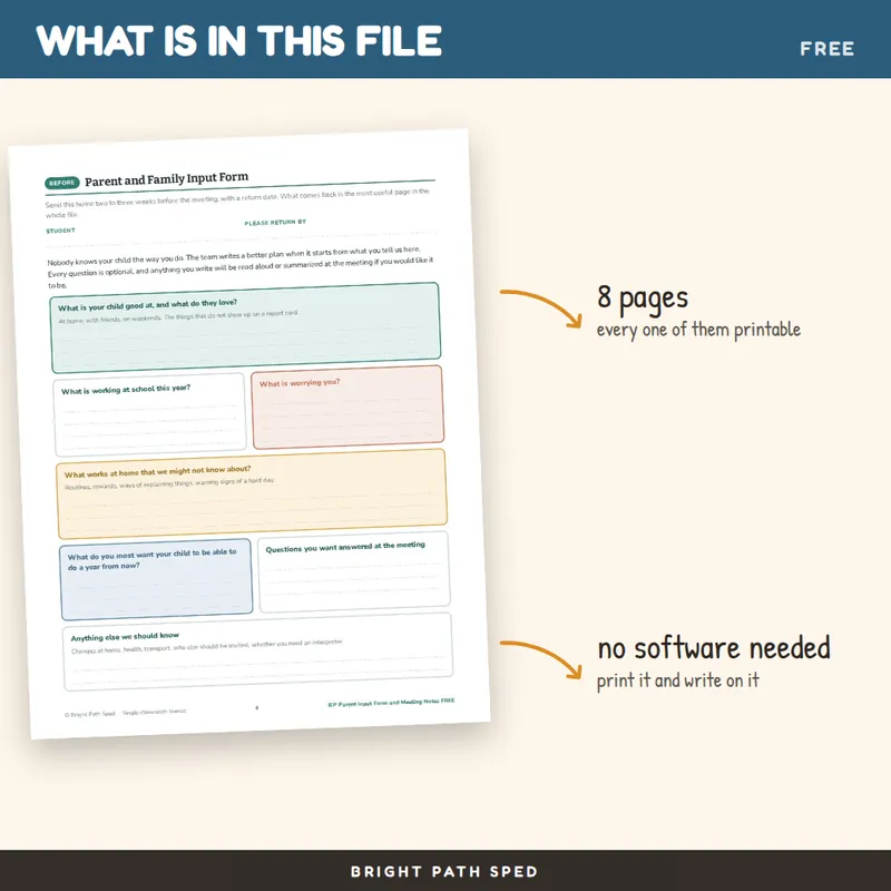 IEP Parent Input Form FREE, image 2 of 4