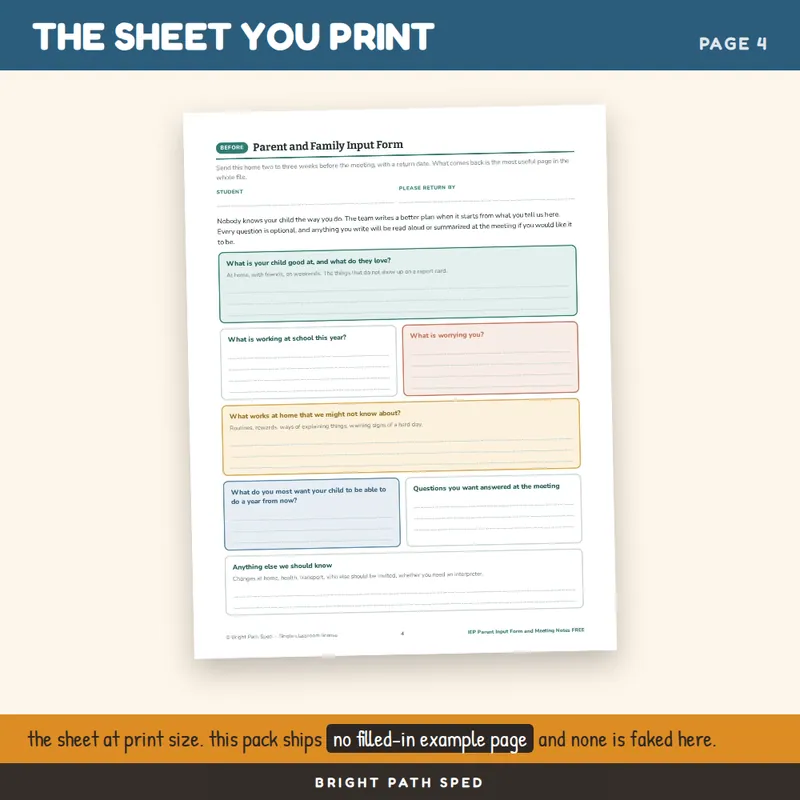 IEP Parent Input Form FREE, image 4 of 4