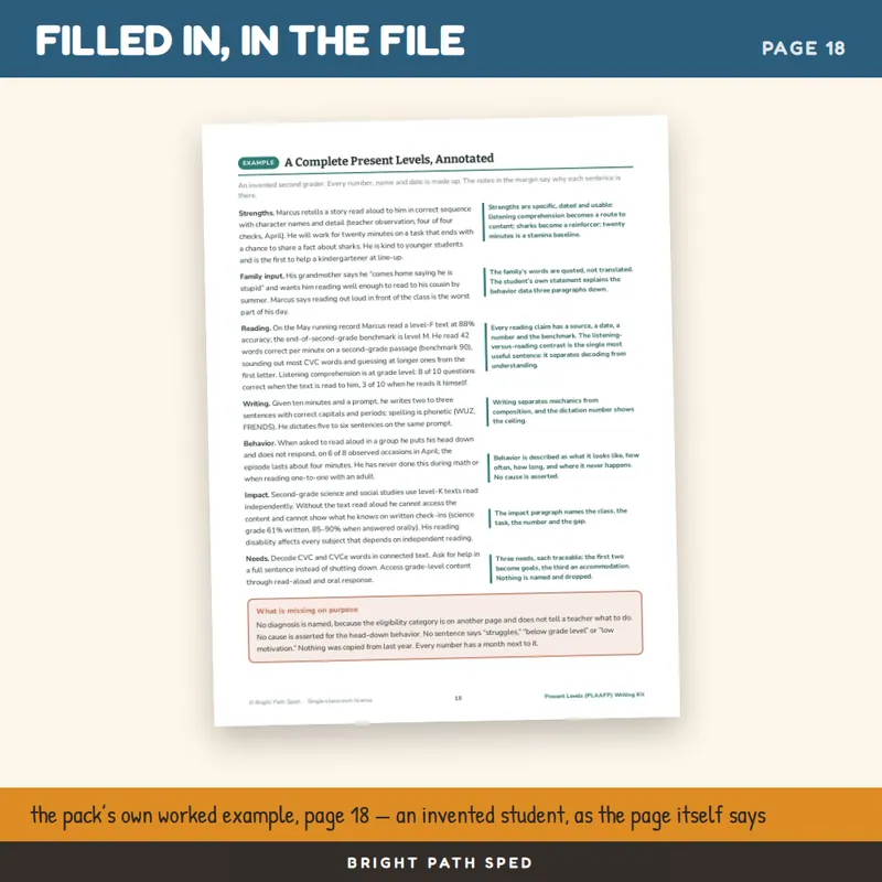 IEP Present Levels PLAAFP Writing Kit Sentence Frames, image 4 of 4