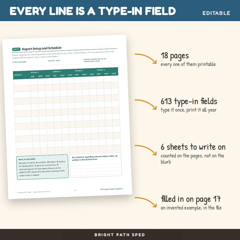 IEP Progress Report Template Editable, image 2 of 4