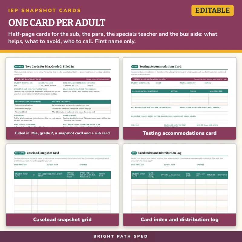 IEP Snapshot Cards Editable, image 3 of 4