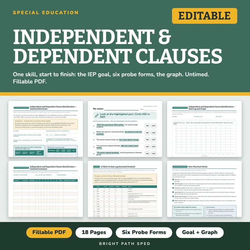Independent and Dependent Clauses Progress Monitoring Probes, image 1 of 4