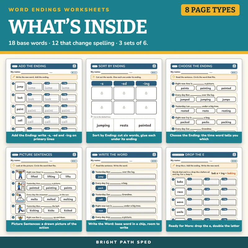 Inflectional Endings Worksheets, image 2 of 4