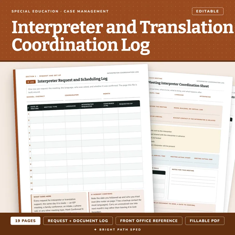 Interpreter Coordination Log Editable, image 1 of 4