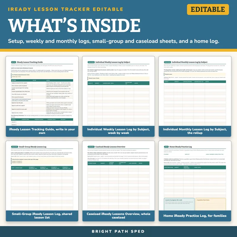 iReady Lesson Tracker Editable, for Use With iReady Lessons, image 2 of 4