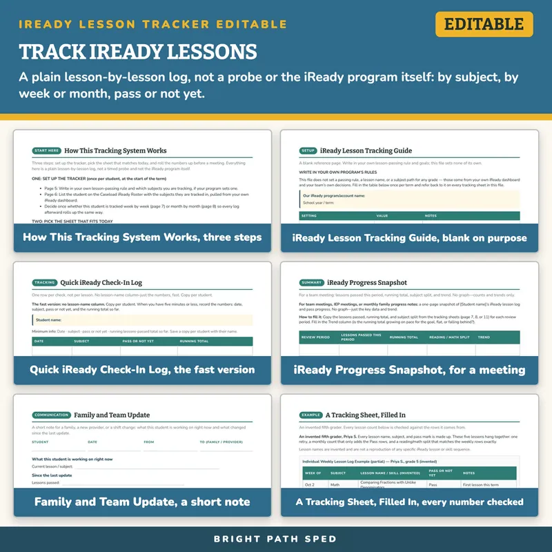 iReady Lesson Tracker Editable, for Use With iReady Lessons, image 3 of 4