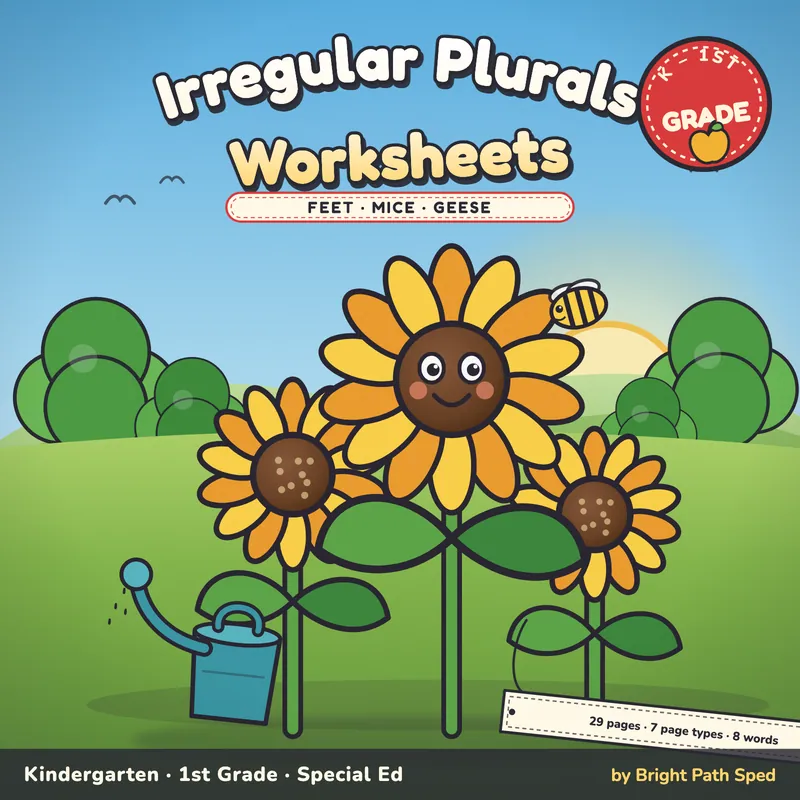 Irregular Plural Nouns Worksheets (Feet, Mice, Geese) K-1st Grade, image 1 of 4