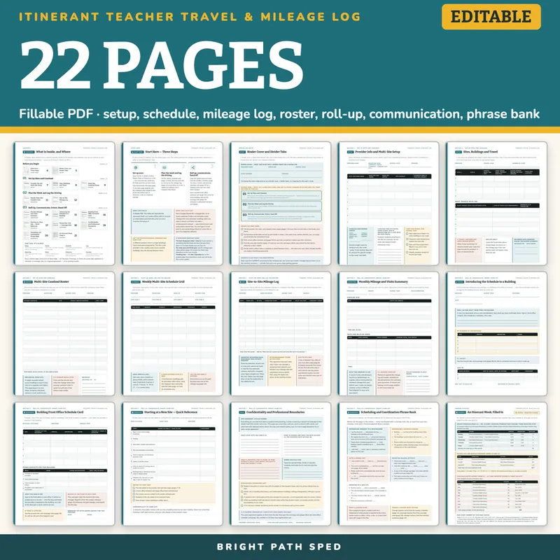 Itinerant Teacher Travel, Mileage & Caseload Log Editable, image 4 of 4