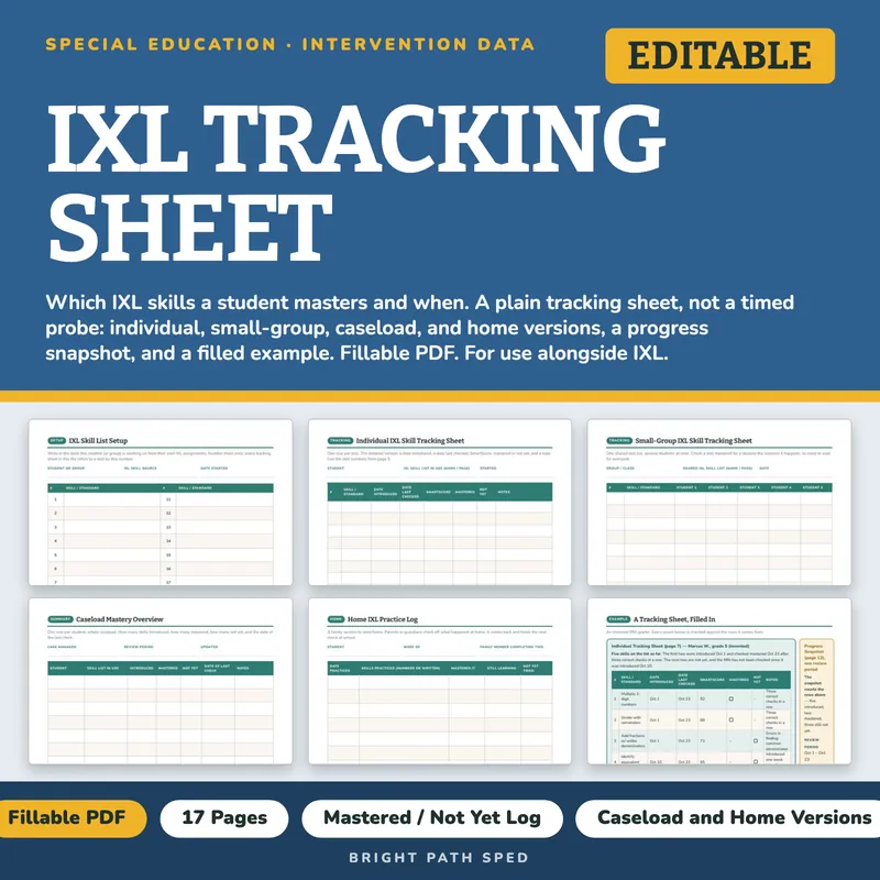 IXL Tracking Sheet, image 1 of 4