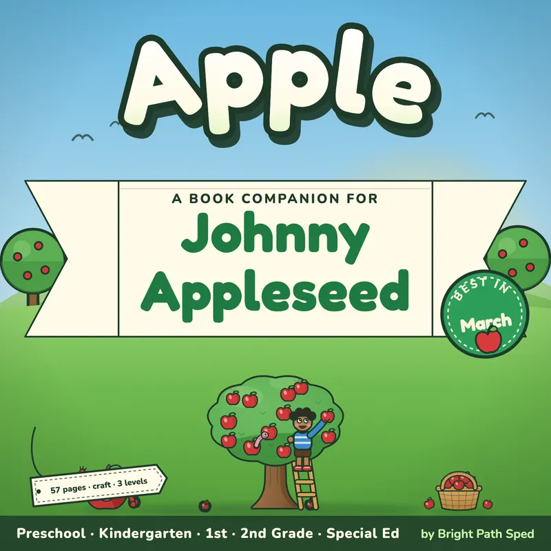 Johnny Appleseed Book Companion March Preschool Kindergarten 1st 2nd Special Ed, image 1 of 4