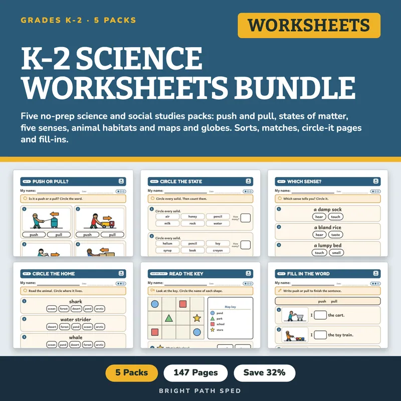 K-2 Science Worksheets Bundle, image 1 of 3
