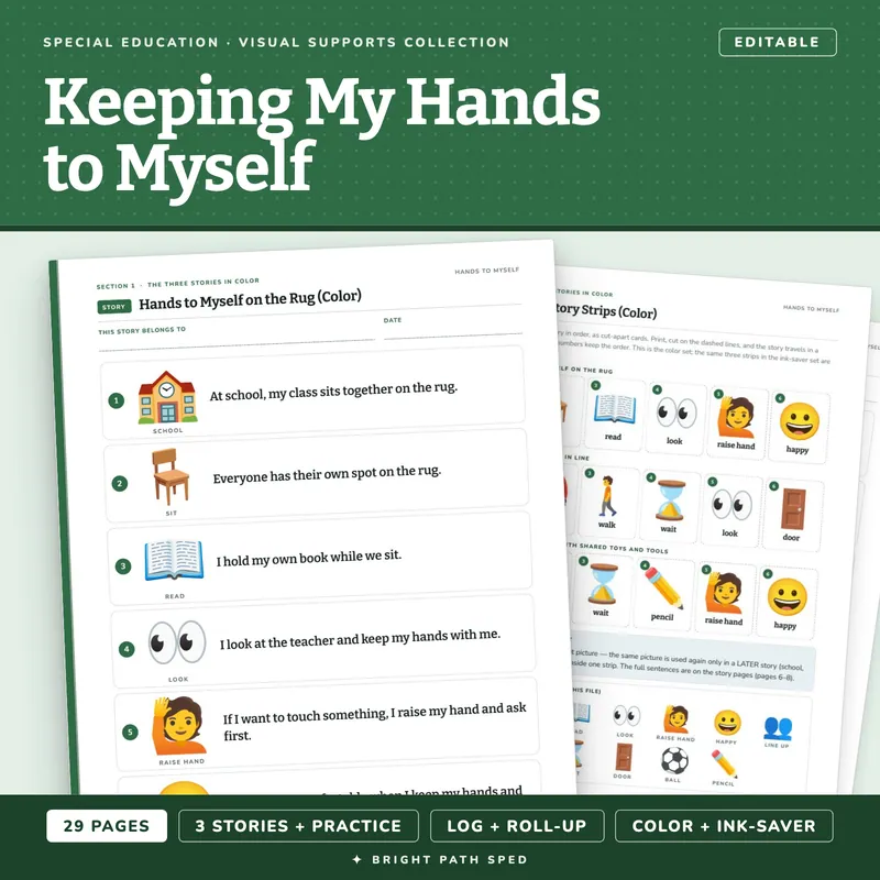 Keeping My Hands to Myself Social Story, image 1 of 4