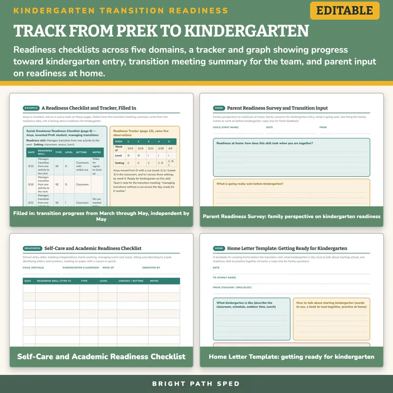 Kindergarten Transition Readiness Monitoring Data Sheets Editable, image 3 of 4