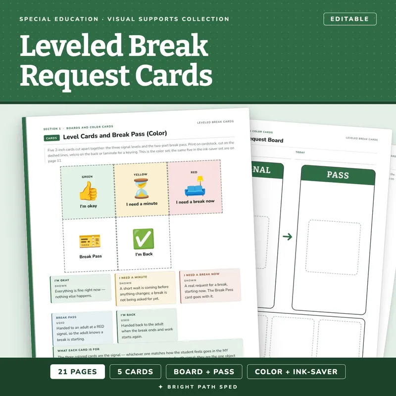 Leveled Break Request Cards, image 1 of 4