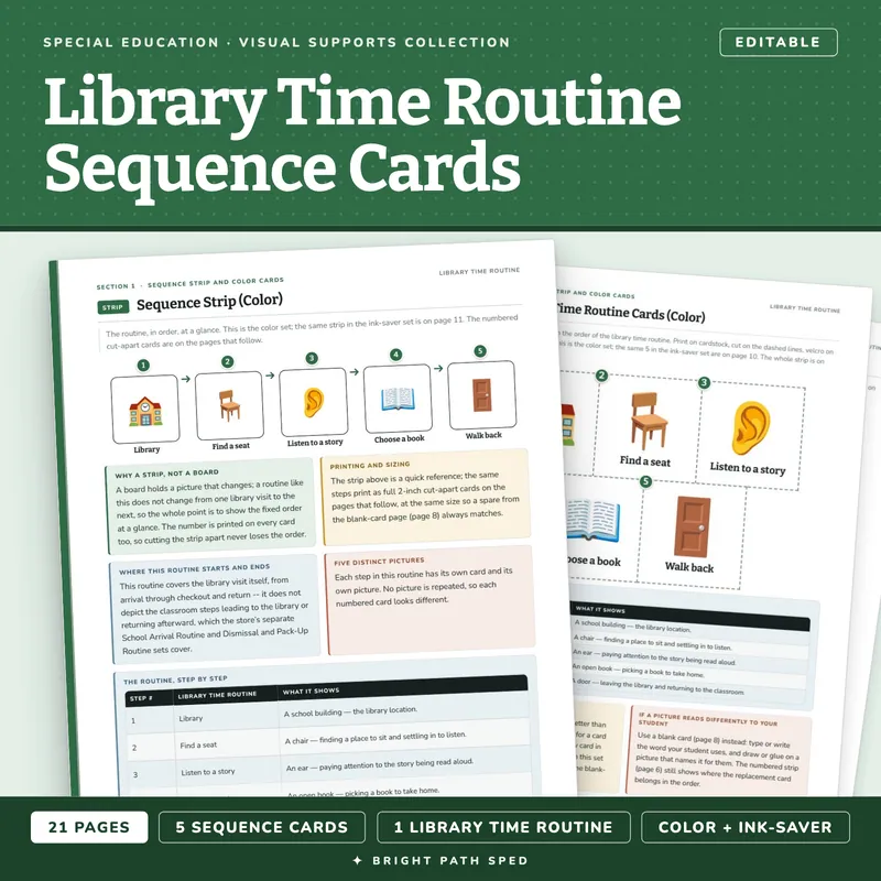 Library Time Routine Visual Schedule Cards, image 1 of 4