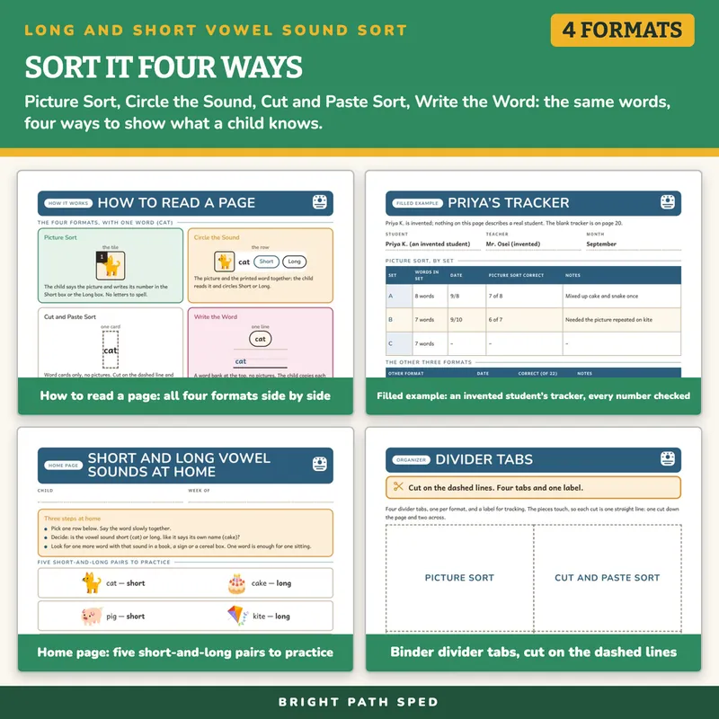 Long and Short Vowel Sound Sort Worksheets, image 3 of 4
