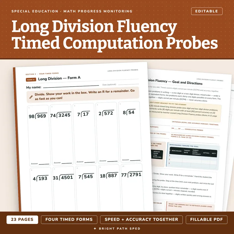 Long Division Fluency Probes, image 1 of 4