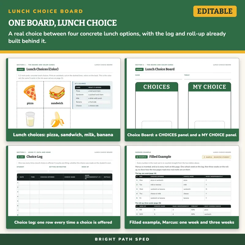 Lunch Choice Board for Special Education, image 3 of 4