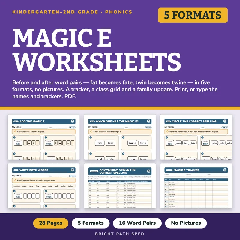 Magic E Worksheets, image 1 of 4