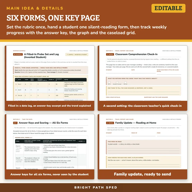 Main Idea and Supporting Details Probes Editable, image 3 of 4