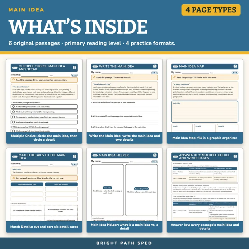 Main Idea Worksheets, image 2 of 4