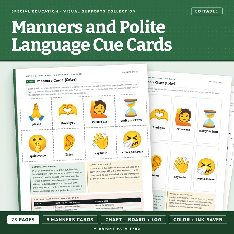 Manners and Polite Language Cue Cards, image 1 of 4