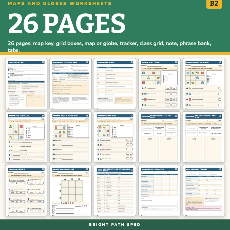 Maps and Globes Map Key, Grid and Sort Worksheets K-2, image 4 of 4