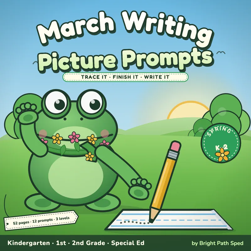 March Writing Picture Prompts with Word Bank and Sentence Starters, image 1 of 4