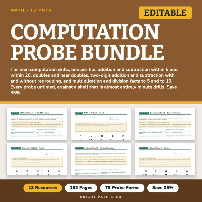 Math Computation Progress Monitoring Probes Bundle, image 1 of 3