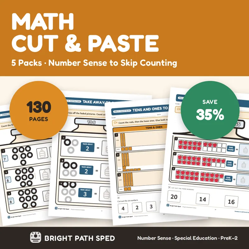 Math Cut and Paste Bundle Number Sense Subtraction Place Value Skip Counting, image 1 of 3