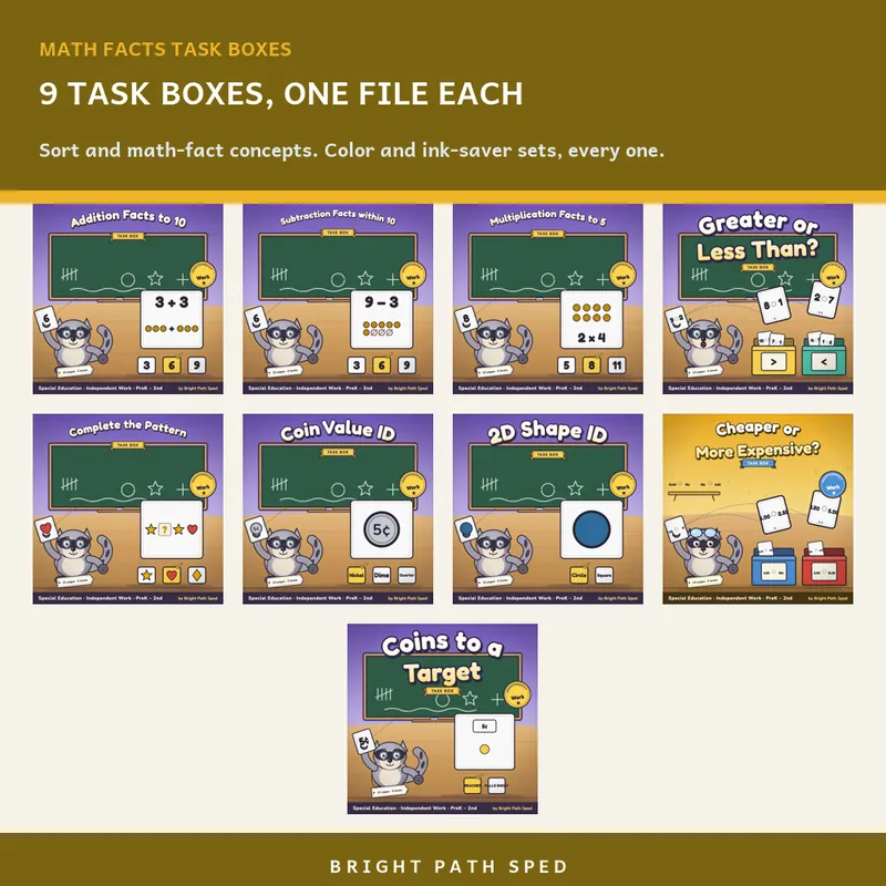 Math Facts Sort Task Box Bundle, image 2 of 3