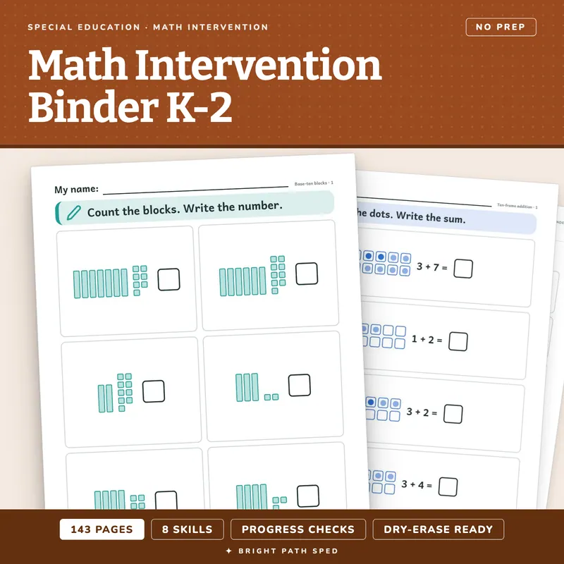 Math Intervention Binder K-2, image 1 of 4