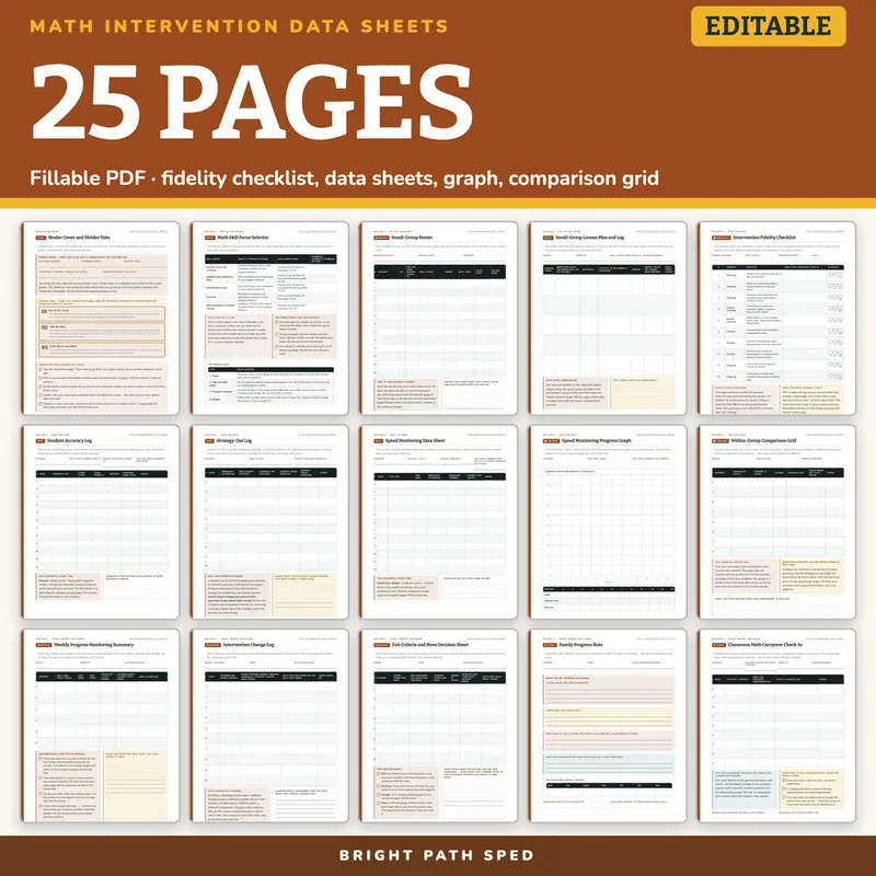 Math Intervention Progress Monitoring Data Sheets Editable, image 4 of 4